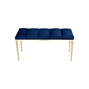 Vesta Gold Bench Luxery Metal Ayaklı Puf Mavi