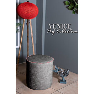 Venice Teddy Puf- Yuvarlak Makyaj Masası Pufu Antrasit