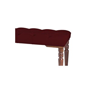 Gazzini Classic Torna Gürgen Ahşap Ayak Chester Model Kapitoneli Puf Bench - Ceviz Ayak