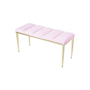 Vesta Gold Bench Luxery Metal Ayaklı Puf Pembe