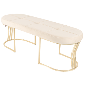 Viego Gold Exclusive Bench Lüks Metal Gold Ayak, Chester Model Yatak Ucu Puf Krem