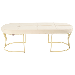 Viego Gold Exclusive Bench Lüks Metal Gold Ayak, Chester Model Yatak Ucu Puf Krem