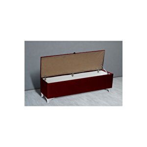 Vetra Chester Model Bordo Sandıklı Puf - Kapitoneli Model 140cm Sandıklı Bank Bordo
