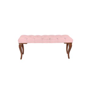 Classic Torna Gürgen Ahşap Ayak Chester Model Kapitoneli Puf Bench - Ceviz Ayak Antrasit