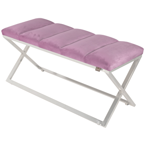 Varcera Silver Sliced Bench Çapraz Metal Ayaklı Dilimli Model Puf Pembe