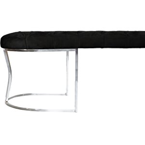Viego Silver Puf Lüks Metal Gümüş Ayak, Chester Model Yatak Ucu Bench Siyah