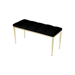Vesta Gold Bench Luxery Metal Ayaklı Puf Siyah