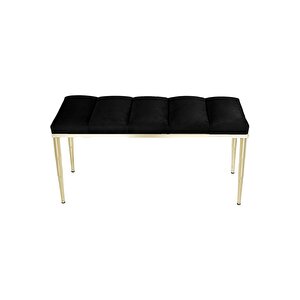 Vesta Gold Bench Luxery Metal Ayaklı Puf Siyah