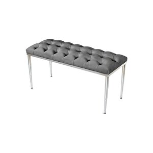 Bella Silver Bench Kapitoneli Chester Model Puf Antrasit