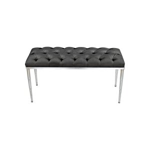 Bella Silver Bench Kapitoneli Chester Model Puf Antrasit
