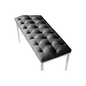 Bella Silver Bench Kapitoneli Chester Model Puf