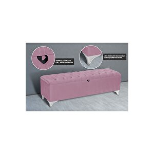 Vetra Chester Model Pembe Sandıklı Puf - Kapitoneli Model 140cm Sandıklı Bank Pembe