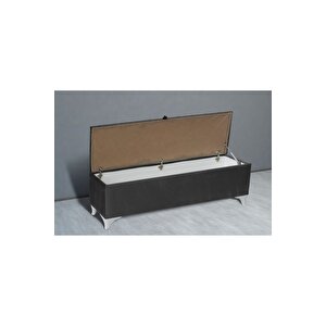 Vetra Chester Model Gri Sandıklı Puf - Kapitoneli Model 140cm Sandıklı Bank Gri