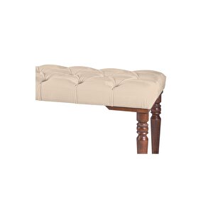 Gazzini Classic Torna Gürgen Ahşap Ayak Chester Model Kapitoneli Puf Bench - Ceviz Ayak