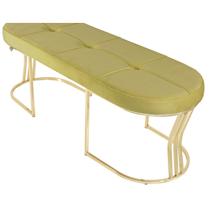 Viego Gold Exclusive Bench Lüks Metal Gold Ayak, Chester Model Yatak Ucu Puf Hardal