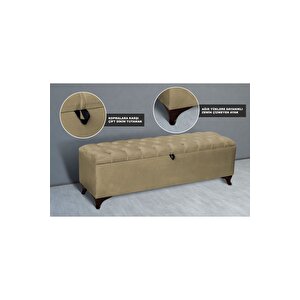 Vetra Chester Model Hardal Sandıklı Puf - Kapitoneli Model 140cm Sandıklı Bank Hardal