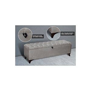 Vetra Chester Model Krem Sandıklı Puf - Kapitoneli Model 140cm Sandıklı Bank