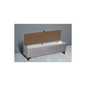 Vetra Chester Model Krem Sandıklı Puf - Kapitoneli Model 140cm Sandıklı Bank