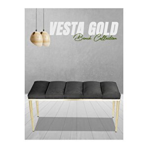 Vesta Gold Bench Luxery Metal Ayaklı Puf Antrasit