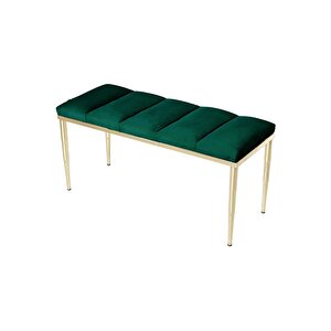 Vesta Gold Bench Luxery Metal Ayaklı Puf Yeşil