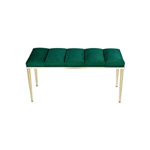 Vesta Gold Bench Luxery Metal Ayaklı Puf Yeşil