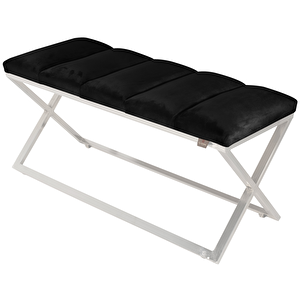 Varcera Silver Sliced Bench Çapraz Metal Ayaklı Dilimli Model Puf Antrasit