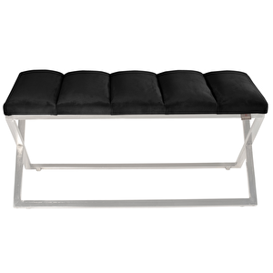 Varcera Silver Sliced Bench Çapraz Metal Ayaklı Dilimli Model Puf Antrasit