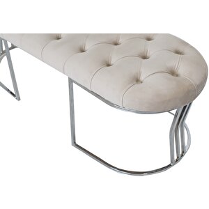 Viego Silver Puf Lüks Metal Gümüş Ayak, Chester Model Yatak Ucu Bench