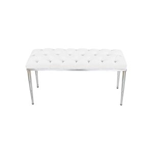 Bella Silver Bench Kapitoneli Chester Model Puf Beyaz 2