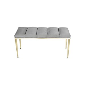 Vesta Gold Bench Luxery Metal Ayaklı Puf Gri