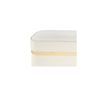 Zengo Gold Twin Line Kare Puf ,dekoratif Makyaj Masası Pufu Beyaz
