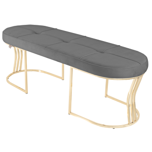 Viego Gold Exclusive Bench Lüks Metal Gold Ayak, Chester Model Yatak Ucu Puf Gri