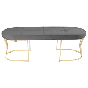 Viego Gold Exclusive Bench Lüks Metal Gold Ayak, Chester Model Yatak Ucu Puf Gri