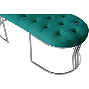 Viego Silver Puf Lüks Metal Gümüş Ayak, Chester Model Yatak Ucu Bench