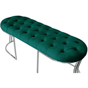 Viego Silver Puf Lüks Metal Gümüş Ayak, Chester Model Yatak Ucu Bench
