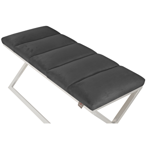Varcera Silver Sliced Bench Çapraz Metal Ayaklı Dilimli Model Puf