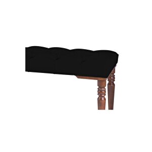 Gazzini Classic Torna Gürgen Ahşap Ayak Chester Model Kapitoneli Puf Bench - Ceviz Ayak