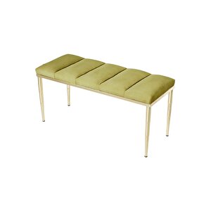 Vesta Gold Bench Luxery Metal Ayaklı Puf Sarı