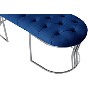 Viego Silver Puf Lüks Metal Gümüş Ayak, Chester Model Yatak Ucu Bench