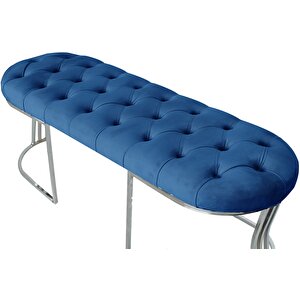 Viego Silver Puf Lüks Metal Gümüş Ayak, Chester Model Yatak Ucu Bench