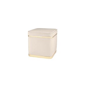 Zengo Gold Twin Line Kare Puf ,dekoratif Makyaj Masası Pufu Krem