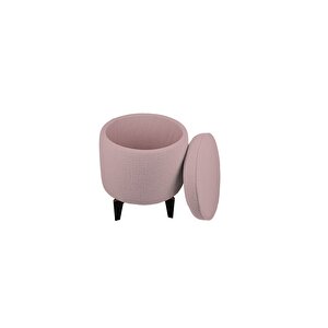 Rio Retro Ayaklı Sandıklı Silindir Dekoratif Puf - Pembe