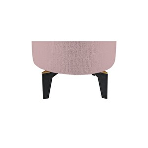 Rio Retro Ayaklı Sandıklı Silindir Dekoratif Puf - Pembe