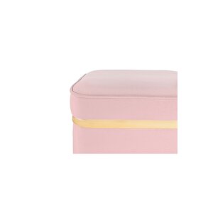 Zengo Gold Twin Line Kare Puf ,dekoratif Makyaj Masası Pufu Pembe