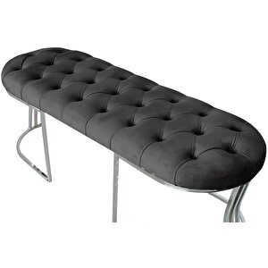 Viego Silver Puf Lüks Metal Gümüş Ayak, Chester Model Yatak Ucu Bench