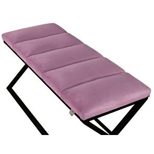 Varcera Sliced Puf - Siyah Çapraz Metal Ayaklı, Dilimli Model Bench Puf