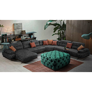 Kare Chester Model Kapitoneli Orta Puf- Modern Puf Yeşil