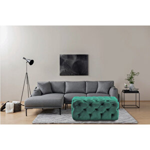 Kare Chester Model Kapitoneli Orta Puf- Modern Puf Yeşil