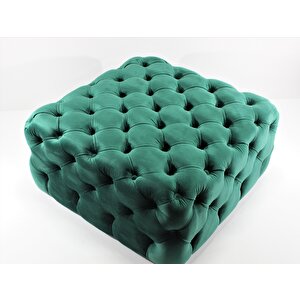 Kare Chester Model Kapitoneli Orta Puf- Modern Puf Yeşil