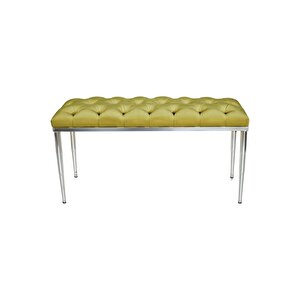 Bella Silver Bench Kapitoneli Chester Model Puf